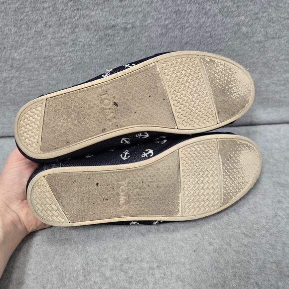 Toms Alpargata Navy Blue Anchor Print Flats Size 8.5 - Picture 5 of 8